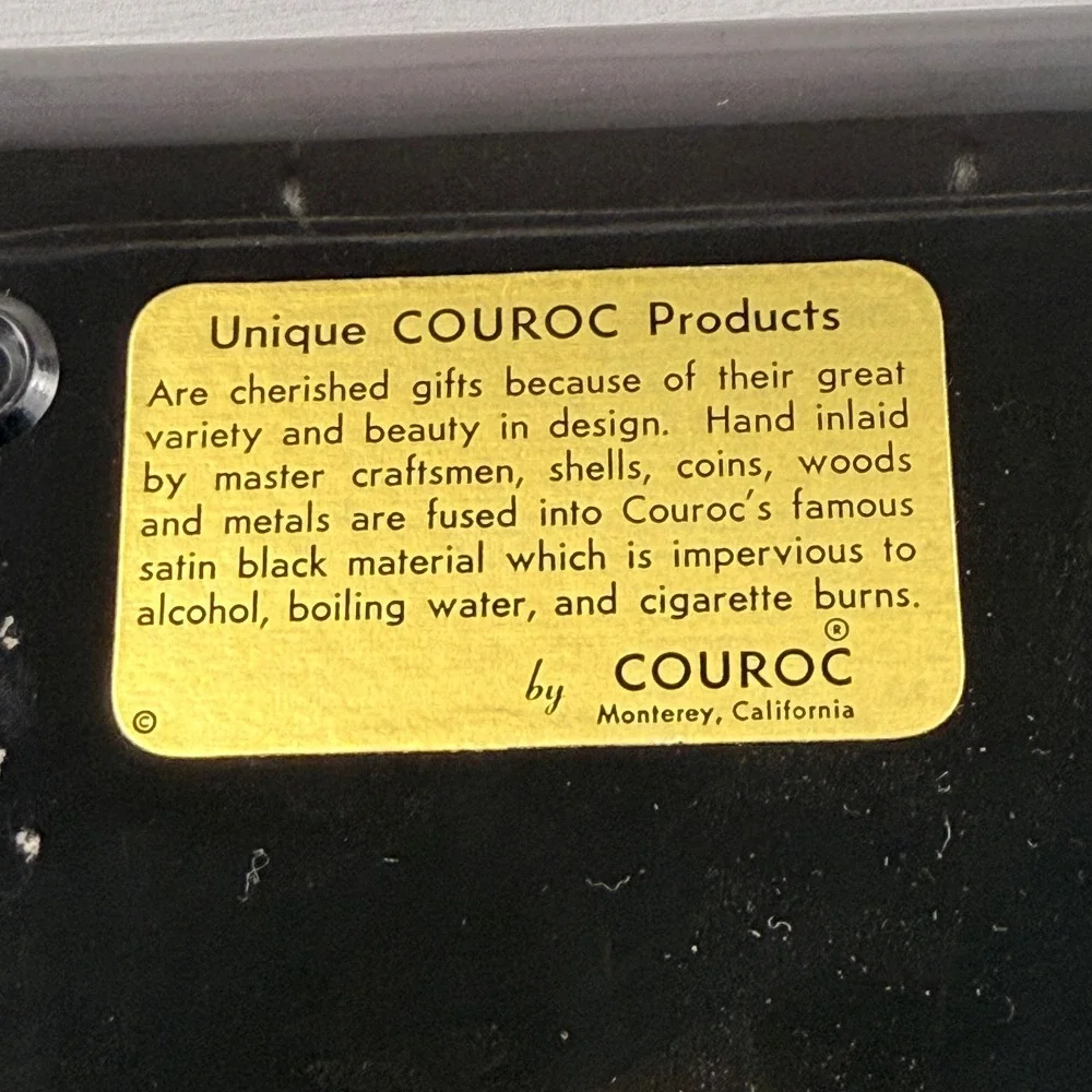 Couroc of Monterey Mushroom Inlaid Serving Tray Black Mid Century MCM